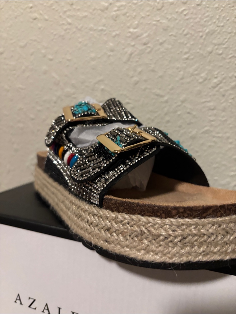 Black Embellished Platform Slide Azalea Wang - Picture 8 of 9